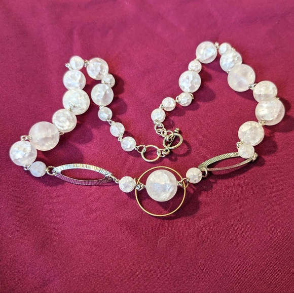 Crackle Quartz Necklace White Crystals Natural Protection Silver Handmade Art - Picture 6 of 9